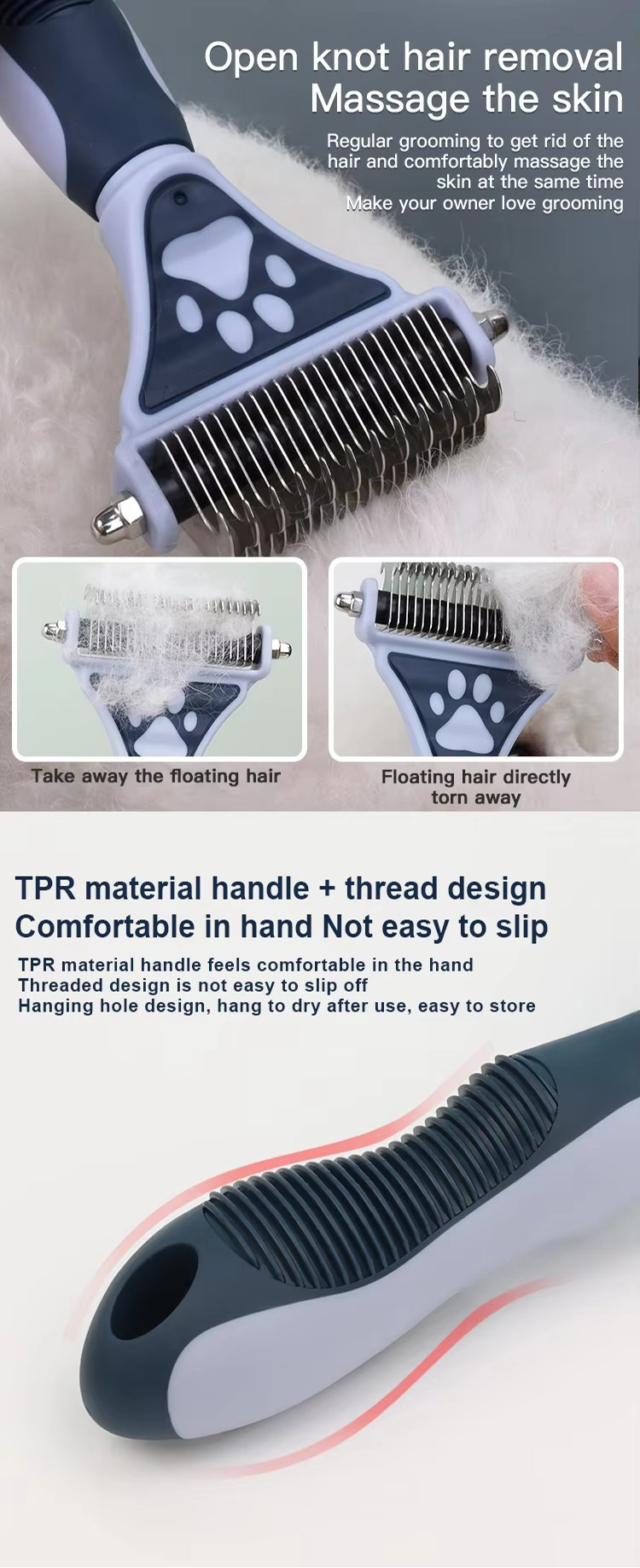 Factory Wholesale Custom Logo Double Sided Cat Hair Remover Comb Dog Dematting Comb Pet Grooming Comb