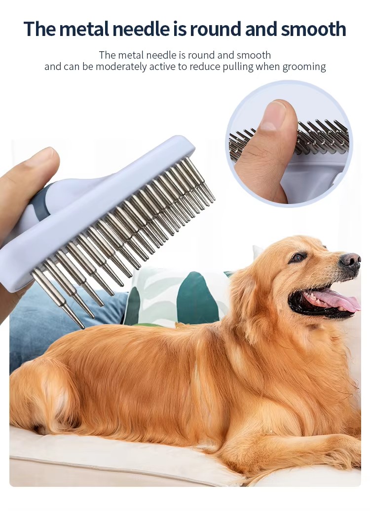 Factory Wholesale Custom Logo Two Rows Teeth Cat Hair Cleaning Dog Rake Comb Pet Grooming Products