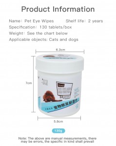 130pcs/box Wholesale Custom Logo Disposable Non-woven Fabric Cat Ear Cleaning Wipe Pet Eye Wet Wipes for Dog