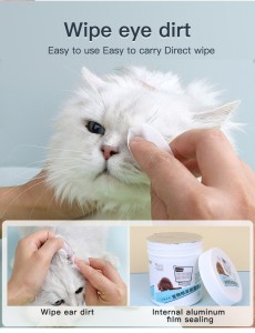 130pcs/box Wholesale Custom Logo Disposable Non-woven Fabric Cat Ear Cleaning Wipe Pet Eye Wet Wipes for Dog