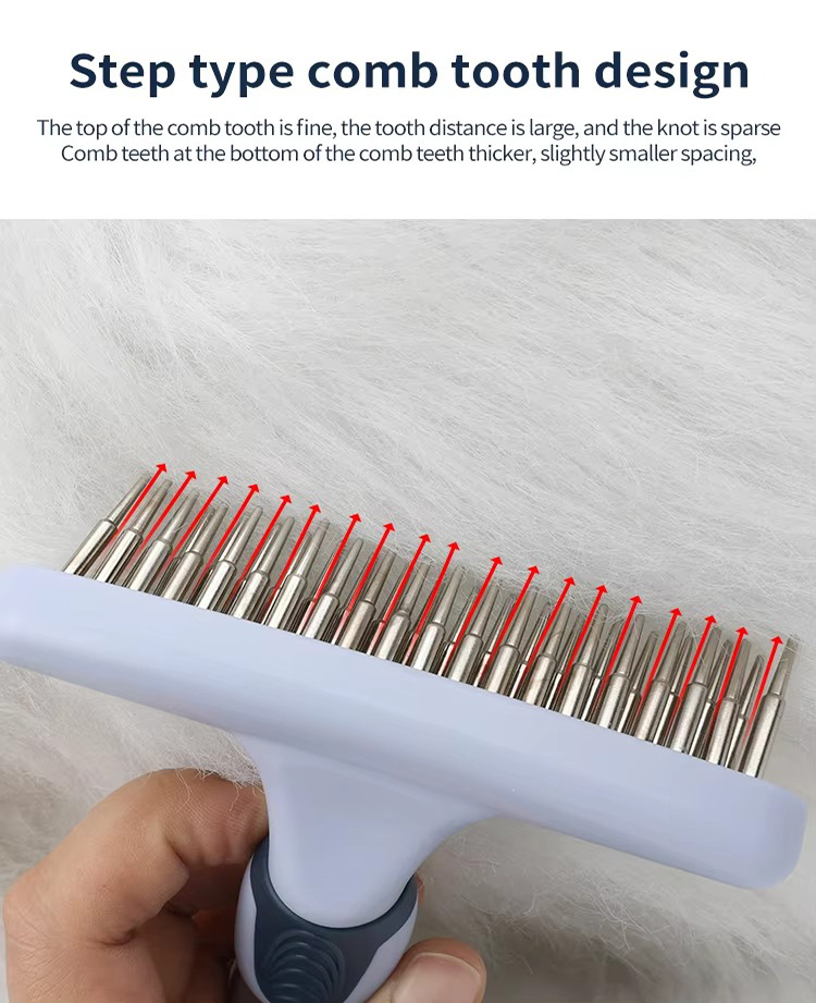 Factory Wholesale Custom Logo Two Rows Teeth Cat Hair Cleaning Dog Rake Comb Pet Grooming Products