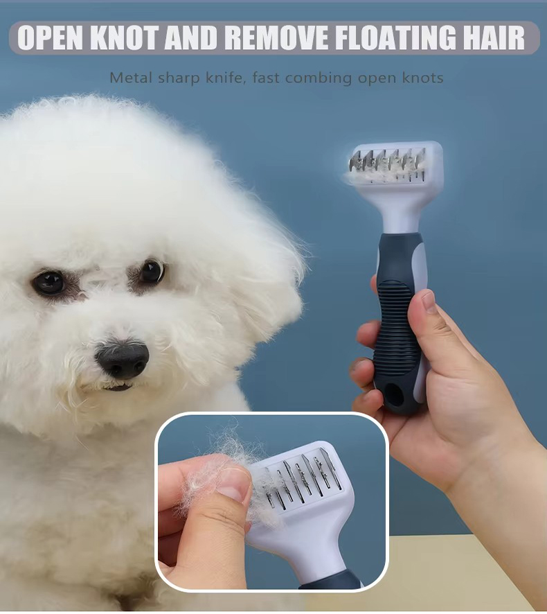 Factory Wholesale Custom Logo Cat Hair Remover Comb Dog Dematting Rake Comb Pet Grooming Comb