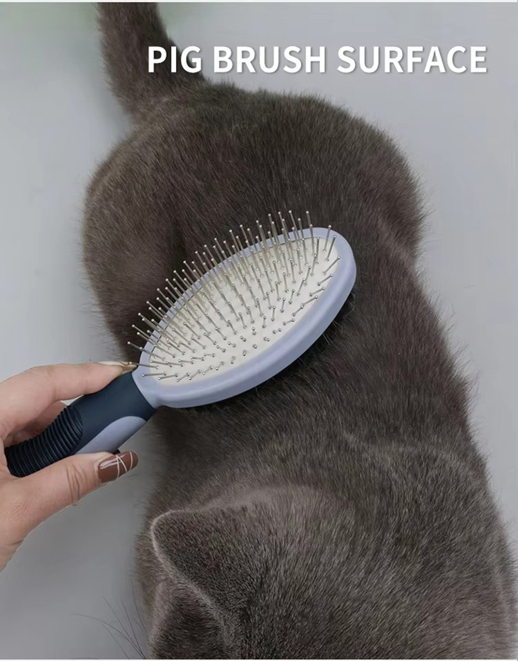 Factory Wholesale Custom Logo Double Sided Cat Hair Remover Massage Brush Dog Pet Grooming Brush