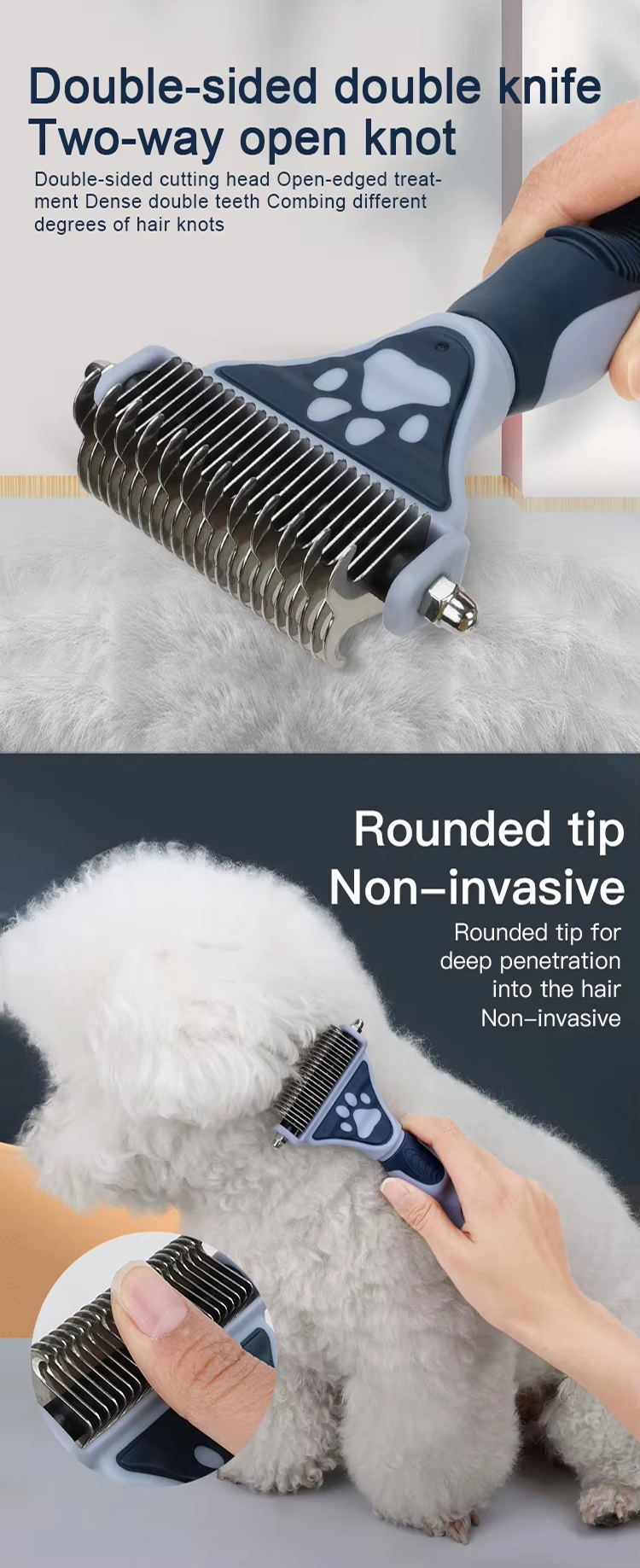 Factory Wholesale Custom Logo Double Sided Cat Hair Remover Comb Dog Dematting Comb Pet Grooming Comb