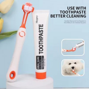 2 in 1 Vanilla Flavour Pet Dental Care Cat Dog Toothbrush Toothpaste Set