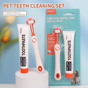 2 in 1 Vanilla Flavour Pet Dental Care Cat Dog Toothbrush Toothpaste Set