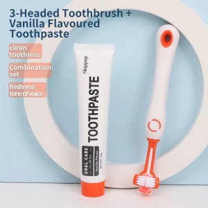 2 in 1 Vanilla Flavour Pet Dental Care Cat Dog Toothbrush Toothpaste Set