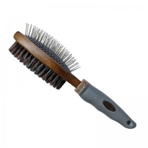 Brosse de massage en poils de chat en bois double face