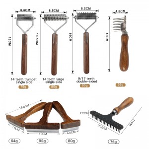 Luxury Wooden Cat Grooming Products Deshedding Tool Dog Pet Hair Grooming Comb Brush