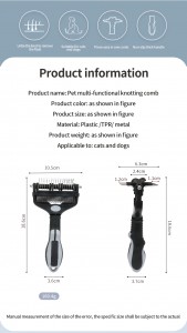 3 in 1 Safe Undercoat Rake Easy Mat Pet Knotting Comb Shedding Comb at Dematting Tool Dog Grooming Brush para sa Mga Aso at Pusa