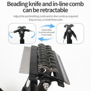 3 in 1 Safe Undercoat Rake Easy Mat Pet Knotting Comb Shedding Comb at Dematting Tool Dog Grooming Brush para sa Mga Aso at Pusa