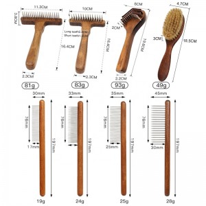 Luxury Wooden Cat Grooming Products Deshedding Tool Dog Pet Hair Grooming Comb Brush