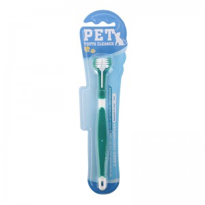 Brosse à dents pour chien à trois têtes 3D Brosse à dents pour animaux de compagnie