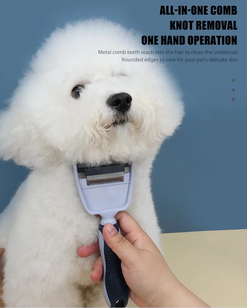 Factory Wholesale Custom Logo Two Rows Teeth Cat Hair Cleaning Dog Rake Comb Pet Grooming Products