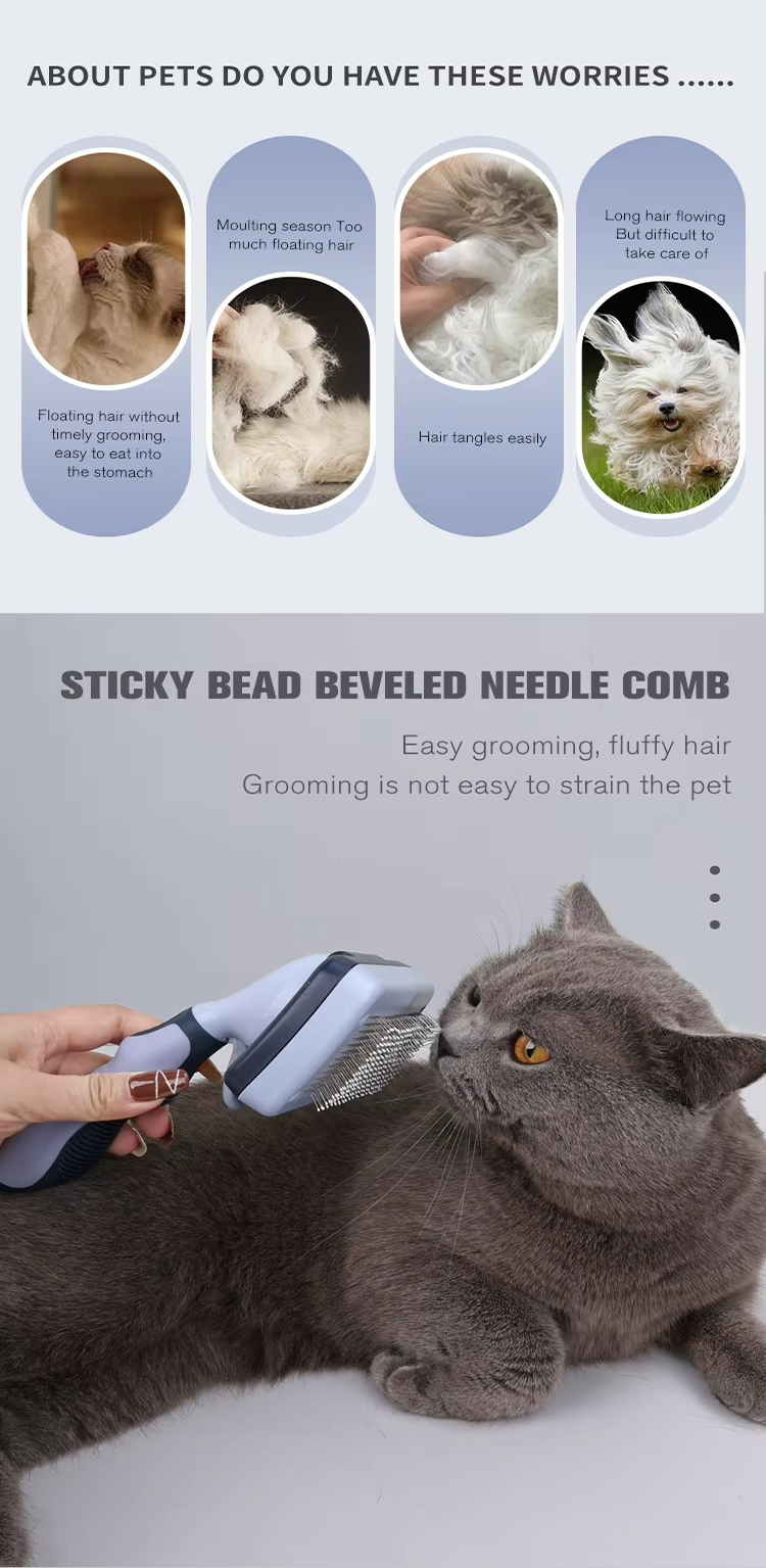 Factory Wholesale Custom Logo Self Cleaning Cat Hair Removal Pin Brush Dog Pet Grooming Slicker Brush