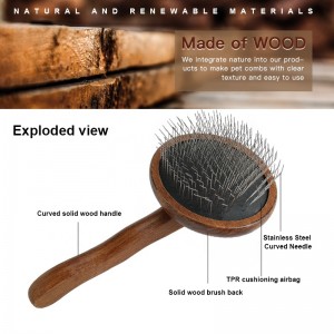 Luxury Wooden Cat Grooming Products Deshedding Tool Dog Pet Hair Grooming Comb Brush