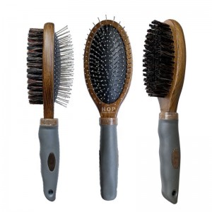 Brosse de massage en poils de chat en bois double face