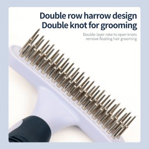 Factory Wholesale Custom Logo Two Rows Teeth Cat Hair Cleaning Dog Rake Comb Pet Grooming Products