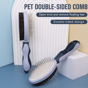 Factory Wholesale Custom Logo Double Sided Cat Hair Remover Massage Brush Dog Pet Grooming Brush