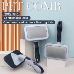 Factory Wholesale Custom Logo Long Pin Cat Hair Removal Brush Dog Pet Grooming Slicker Brush