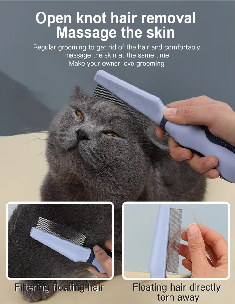 Factory Wholesale Custom Logo Pet Lice Hair Comb Dog Cat Flea Grooming Comb Metal Pin Comb