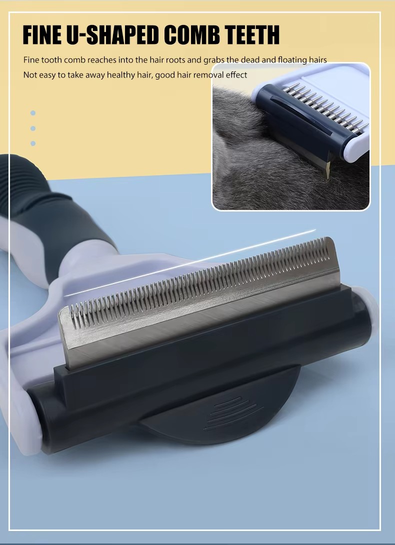 Factory Wholesale Custom Logo Two Rows Teeth Cat Hair Cleaning Dog Rake Comb Pet Grooming Products