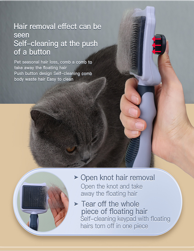 Factory Wholesale Custom Logo Self Cleaning Cat Pin Hair Brush Dog Pet Grooming Slicker Brush