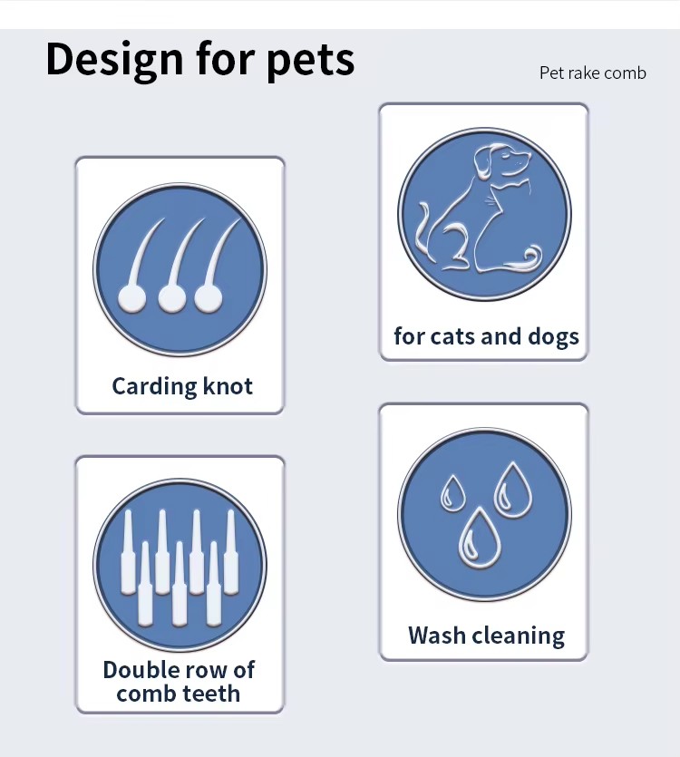 Factory Wholesale Custom Logo Two Rows Teeth Cat Hair Cleaning Dog Rake Comb Pet Grooming Products