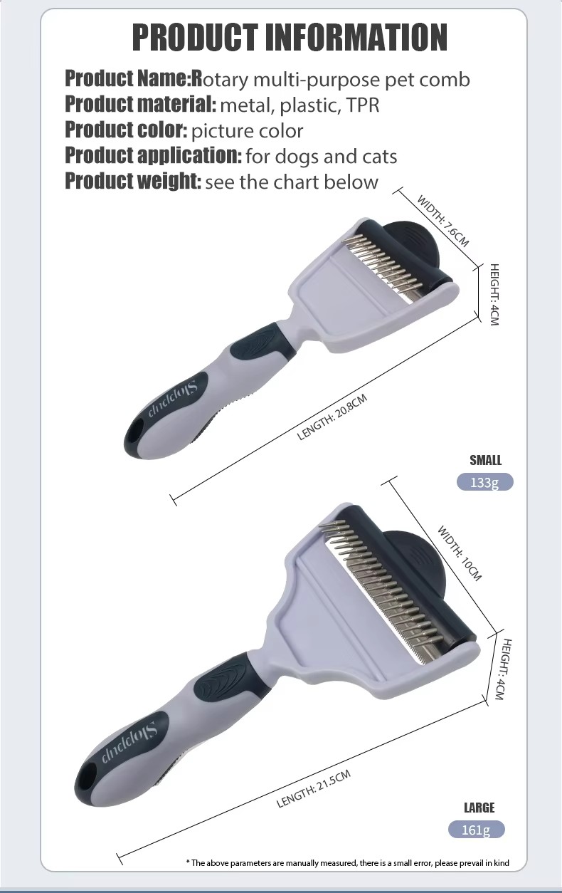 Factory Wholesale Custom Logo Two Rows Teeth Cat Hair Cleaning Dog Rake Comb Pet Grooming Products