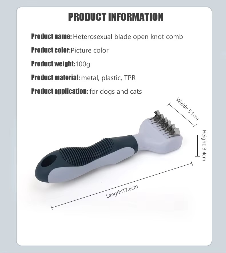 Factory Wholesale Custom Logo Cat Hair Remover Comb Dog Dematting Rake Comb Pet Grooming Comb