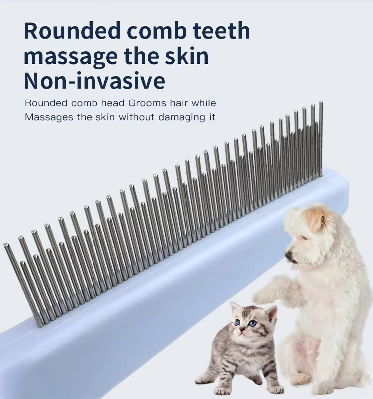 Factory Wholesale Custom Logo Pet Lice Hair Comb Dog Cat Flea Grooming Comb Metal Pin Comb