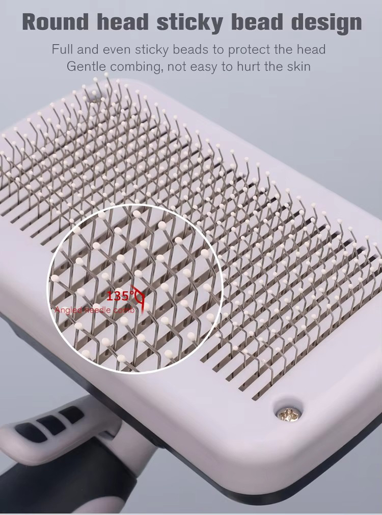 Factory Wholesale Custom Logo Self Cleaning Cat Hair Removal Pin Brush Dog Pet Grooming Slicker Brush