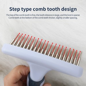 Factory Wholesale Custom Logo Two Rows Teeth Cat Hair Cleaning Dog Rake Comb Pet Grooming Products