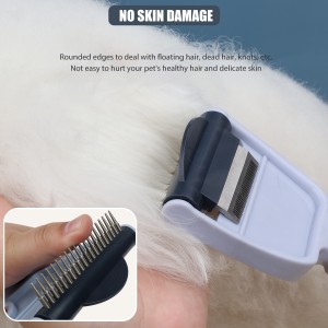Factory Wholesale Custom Logo Two Rows Teeth Cat Hair Cleaning Dog Rake Comb Pet Grooming Products