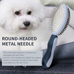 Factory Wholesale Custom Logo Double Sided Cat Hair Remover Massage Brush Dog Pet Grooming Brush