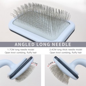 Factory Wholesale Custom Logo Long Pin Cat Hair Removal Brush Dog Pet Grooming Slicker Brush