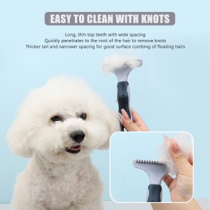 Factory Wholesale Custom Logo Two Rows Teeth Cat Hair Cleaning Dog Rake Comb Pet Grooming Products