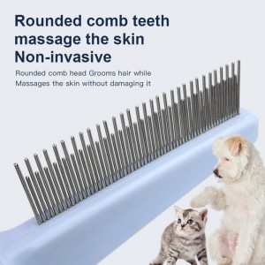 Factory Wholesale Custom Logo Pet Lice Hair Comb Dog Cat Flea Grooming Comb Metal Pin Comb