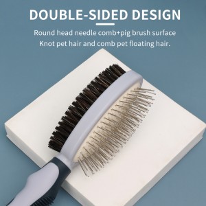 Factory Wholesale Custom Logo Double Sided Cat Hair Remover Massage Brush Dog Pet Grooming Brush