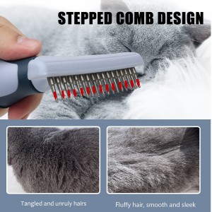 Factory Wholesale Custom Logo Two Rows Teeth Cat Hair Cleaning Dog Rake Comb Pet Grooming Products