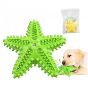 耐用彈性星星吱吱作響寵物狗磨牙咬合活動玩具狗牙刷咀嚼玩具