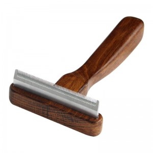 Antique Solid Wood Pet Hair Grooming Deshedding Brush