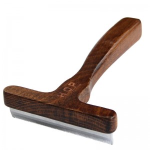 Antique Solid Wood Pet Hair Grooming Deshedding Brush