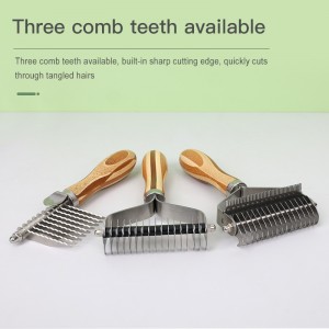 Bamboo Pet Hair Grooming Brush 2 Sided Dematting Shedding Undercoat Rake Brush Comb for Dogs and Cats