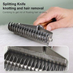 Bamboo Pet Hair Grooming Brush 2 Sided Dematting Shedding Undercoat Rake Brush Comb for Dogs and Cats
