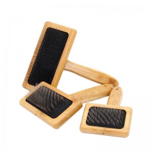 Brosse de toilettage pour animaux de compagnie en bois de bambou