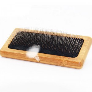 Cepillo de aseo para mascotas de madera de bambú