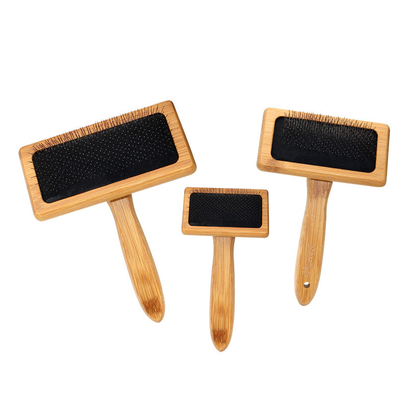 Brosse de toilettage pour animaux de compagnie en bois de bambou