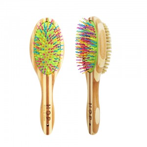 Brosse à poils de massage pour animaux de compagnie en bois de bambou double face