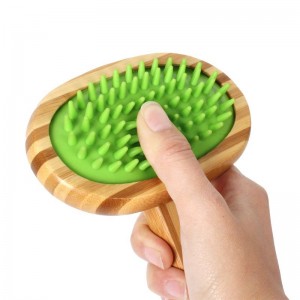 Brosse de massage pour animaux de compagnie en bois de bambou Brosse de toilettage pour chien chat